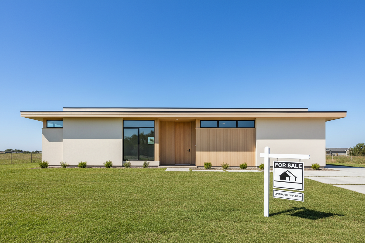 simple house with for sale sign